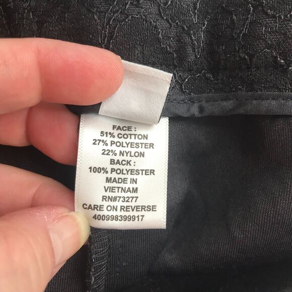 Elle Pants Womens 8 Black Lace Ankle Flat Front Slim Skinny Leg Side Zip Retro - Picture 6 of 11